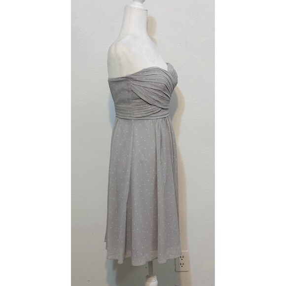 Ann Taylor Size 2 Coin Grey Polka Dot Tulle Strapless Sweetheart Dress Feminine - Picture 7 of 15